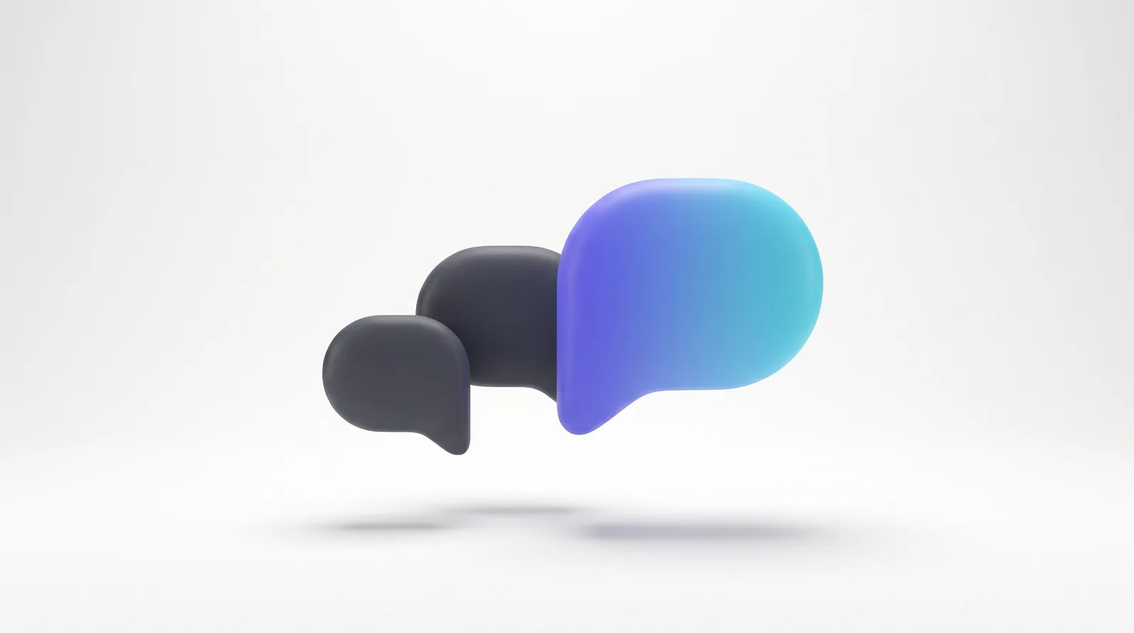 Trois bulles de conversation, la plus grande aux couleurs de Venqo